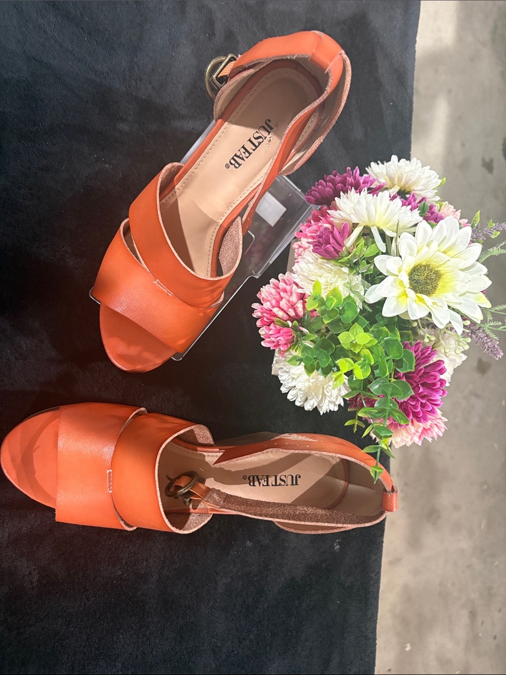 JustFab Orange Crisscross Open-Toe Slingback Sandals